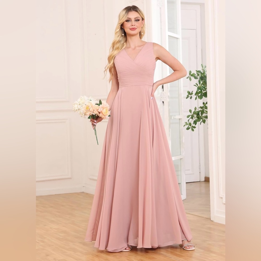 Sukleet Chiffon Dusty Rose Bridesmaid Dress